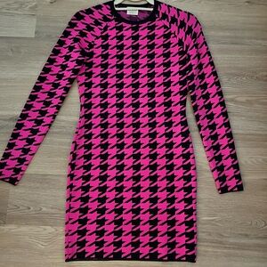 Ronny Kobo Collection Vibrant Pink and Black Knit Dress